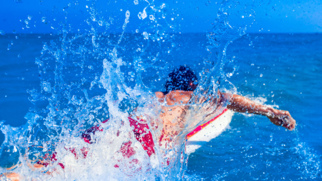 Paddling in the water