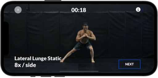 Surf Athlete App's Lateral Lunge Static Movement on Phone Mockup